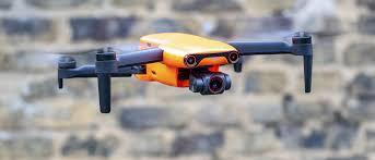 Autel EVO Nano+ drone flying outdoors with orange and black design focused on privacy and data security